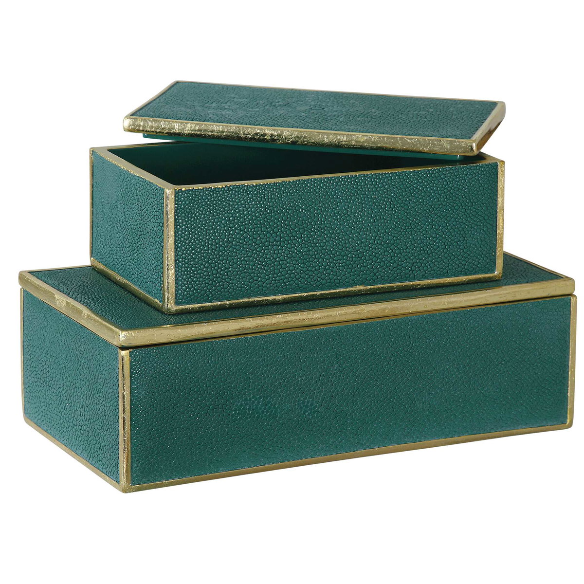 Karis Emerald Green Boxes Set/2, by Uttermost, 11.75" width x 3.75" height x 6" depth View 4