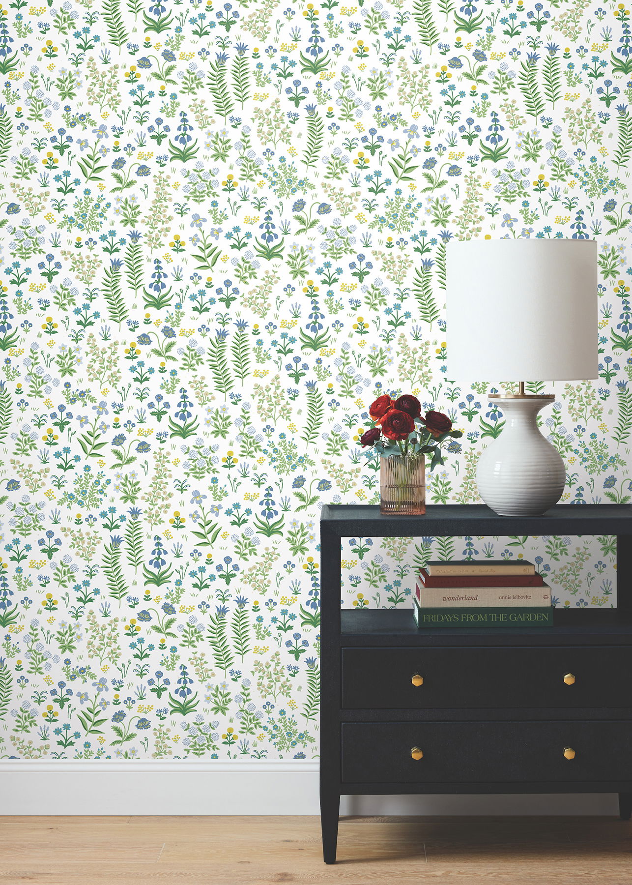 Menagerie Garden Blue Multicolor Peel & Stick Wallpaper large image 