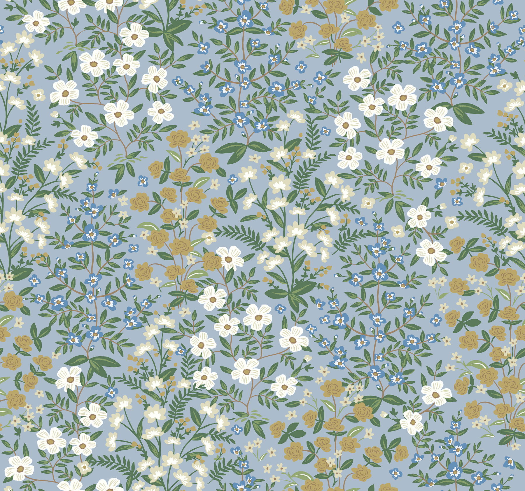 Wildwood Garden Blue & White Wallpaper large image 