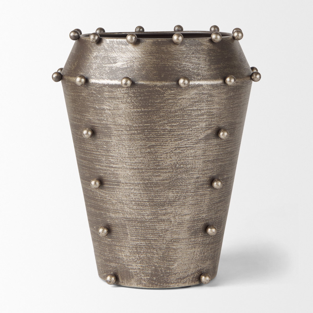Elio  9.1H Small Champagne Metal with Studs Vase, by Mercana, 7.09" length x 7.09" width x 9.06" height View 4