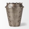 Elio  9.1H Small Champagne Metal with Studs Vase, by Mercana, 7.09" length x 7.09" width x 9.06" height thumbnail 4