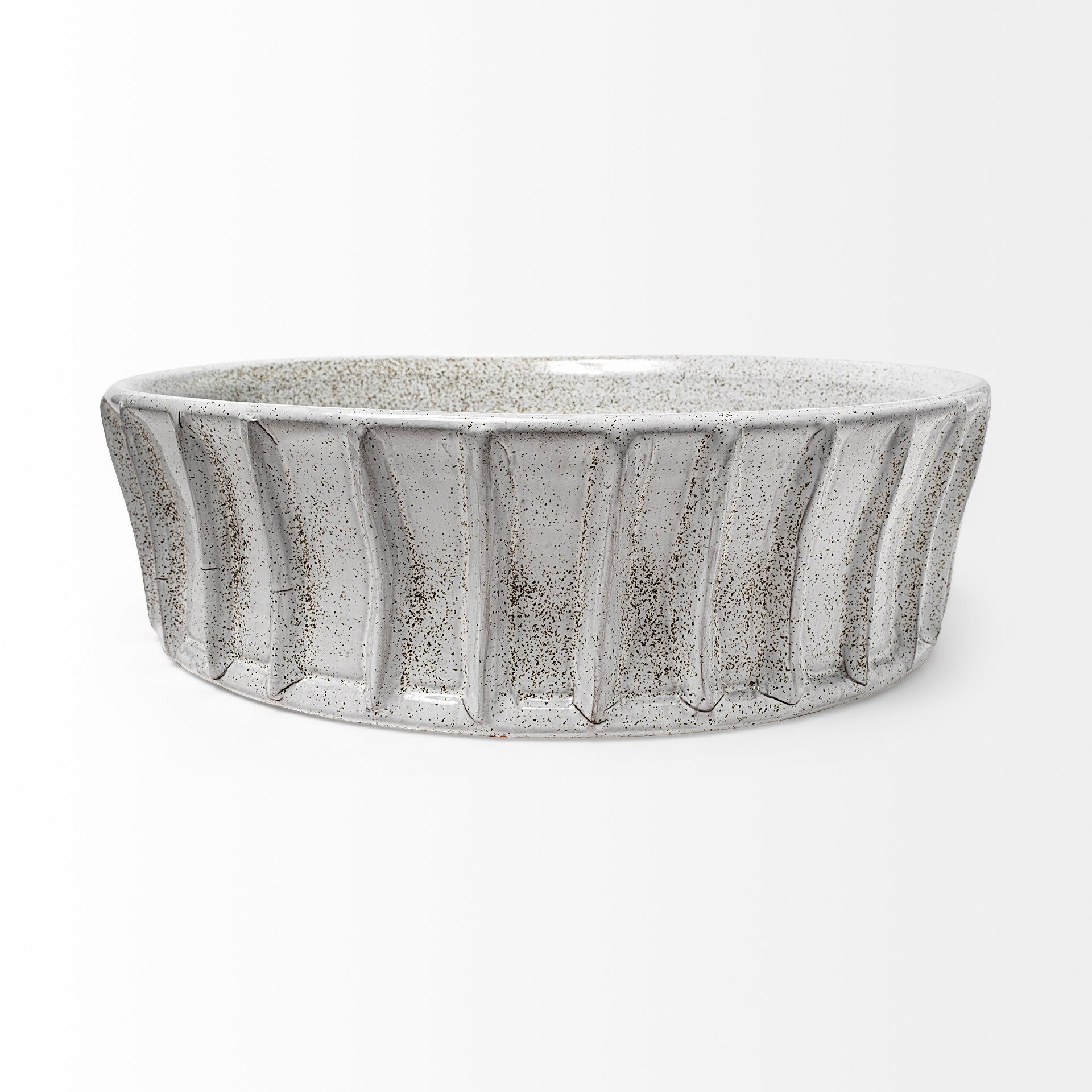 Silone (Large) 16L x 16W White Ceramic Bowl, Decorative Bowl by Mercana, 16.14" length x 16.14" width x 4.33" height View 4
