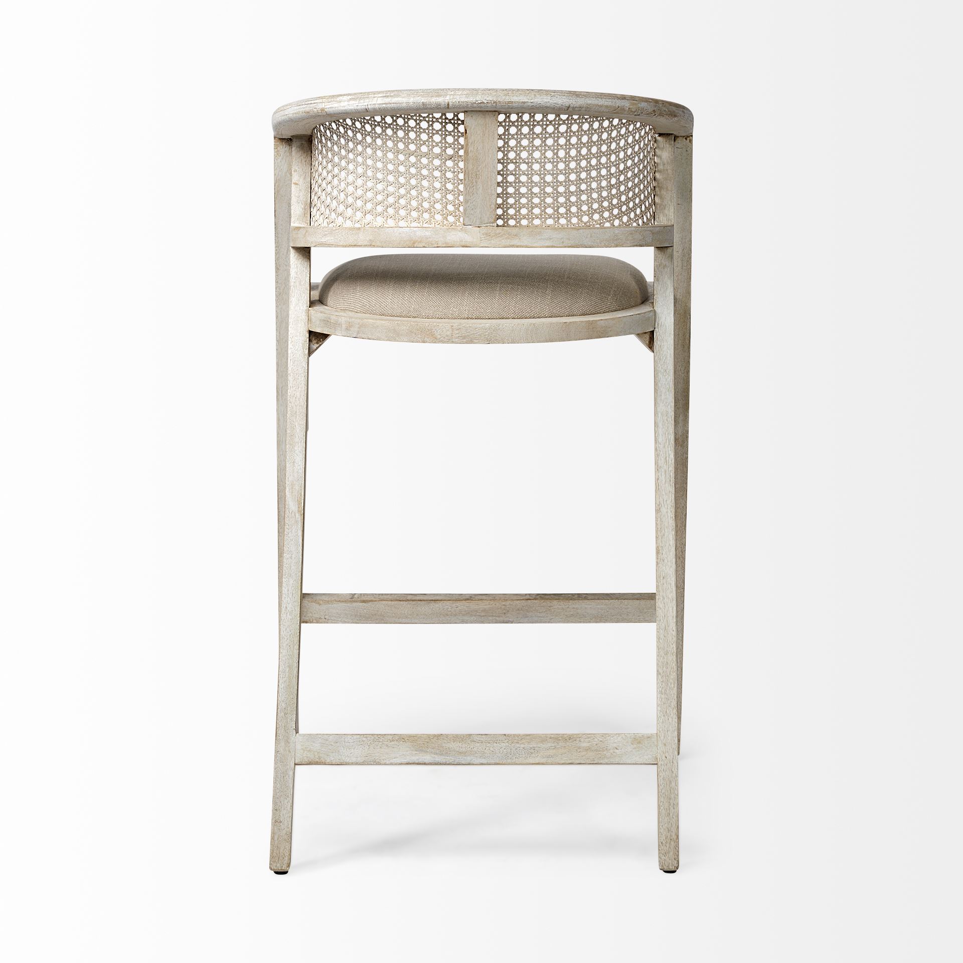 Tabitha 30.75' Seat Height Beige Fabric/Rattan Seat Blonde Wood Frame Bar Stool large image 