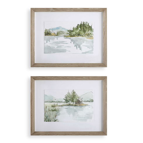 Serene Lake Framed Prints Set/2