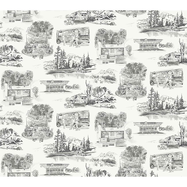 Modern Vista Toile Black Wallpaper large image 
