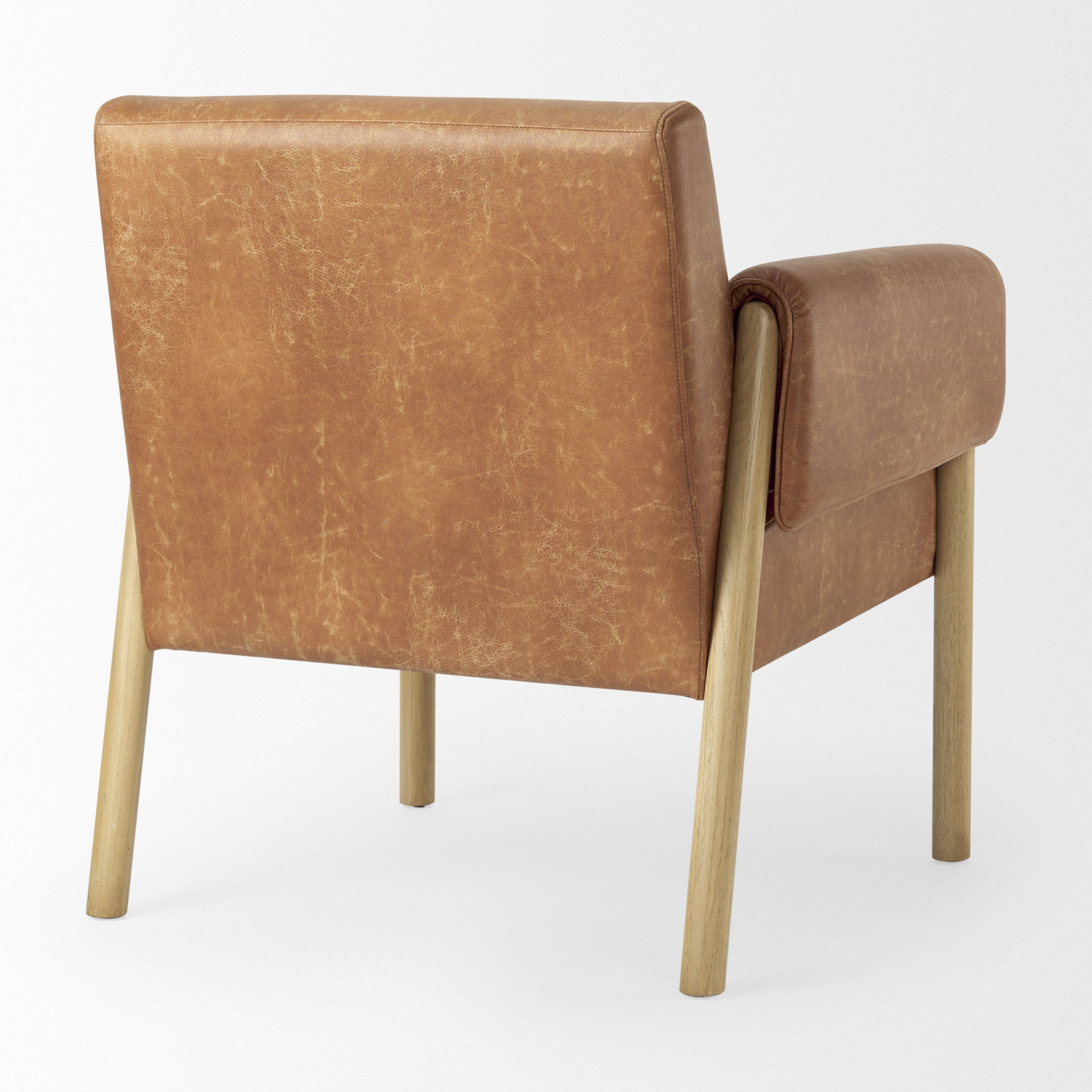 Ashton Brown Faux Leather with Light Wood  Accent Chair, by Mercana, 28.54" length x 29.72" width x 31.5" height View 8