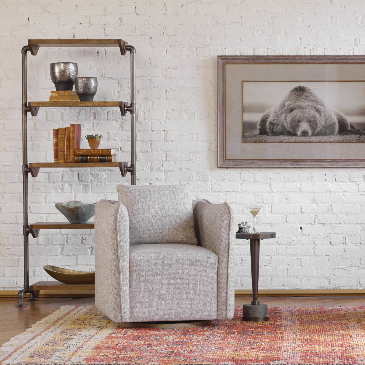 Rhordyn Industrial Etagere, Shelving & Bookcase by Uttermost, 33" width x 72" height x 17.75" depth View 8