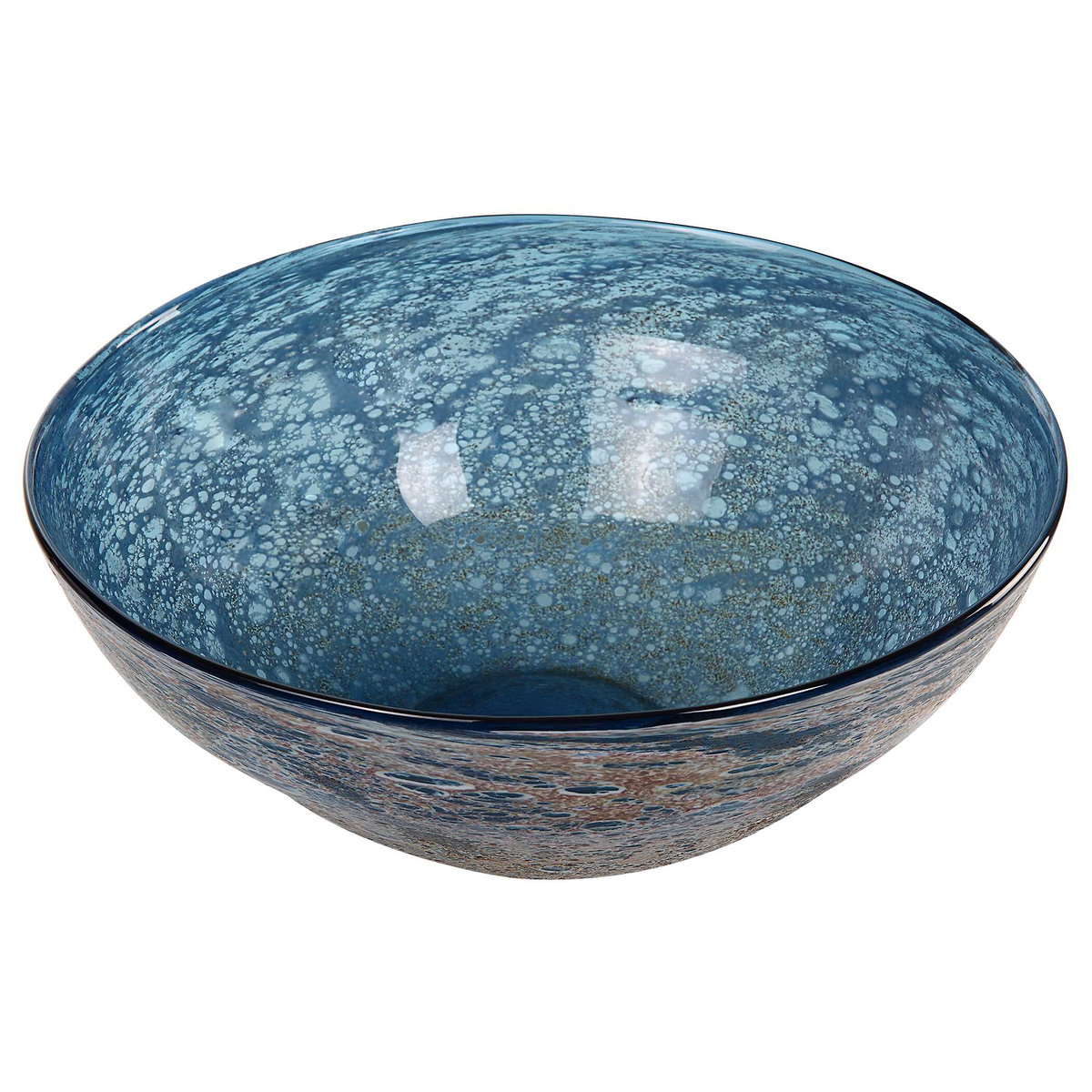 Genovesa Aqua Glass Bowl, Decorative Tray by Uttermost, 14.25" width x 6" height x 14.25" depth View 4
