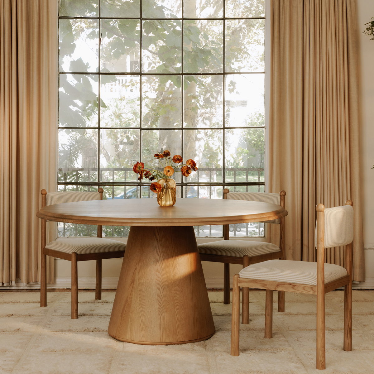 Tutto Dining Table Natural, by Moe's Home, 60" width x 30" height x 60" depth View 6