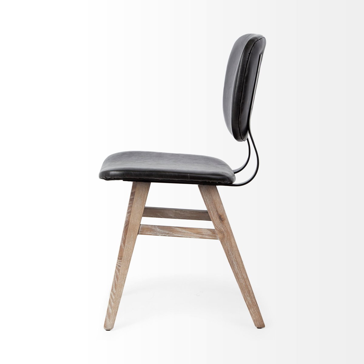 Haden Open Back Dining Side Chair | Black Faux Leather with Iron, Dining Chair by Mercana, 18.5" length x 21.5" width x 32.25" height View 7