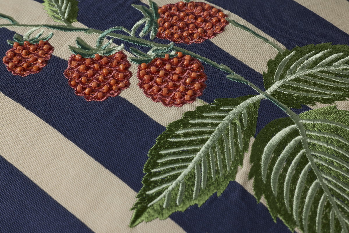 Rifle Paper Co. x Loloi Raspberries Pillow, Decorative Pillow, 18" length x 18" width View 3