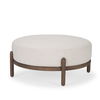Gwynn Oatmeal Fabric with Dark Brown Wood Ottoman thumbnail 0