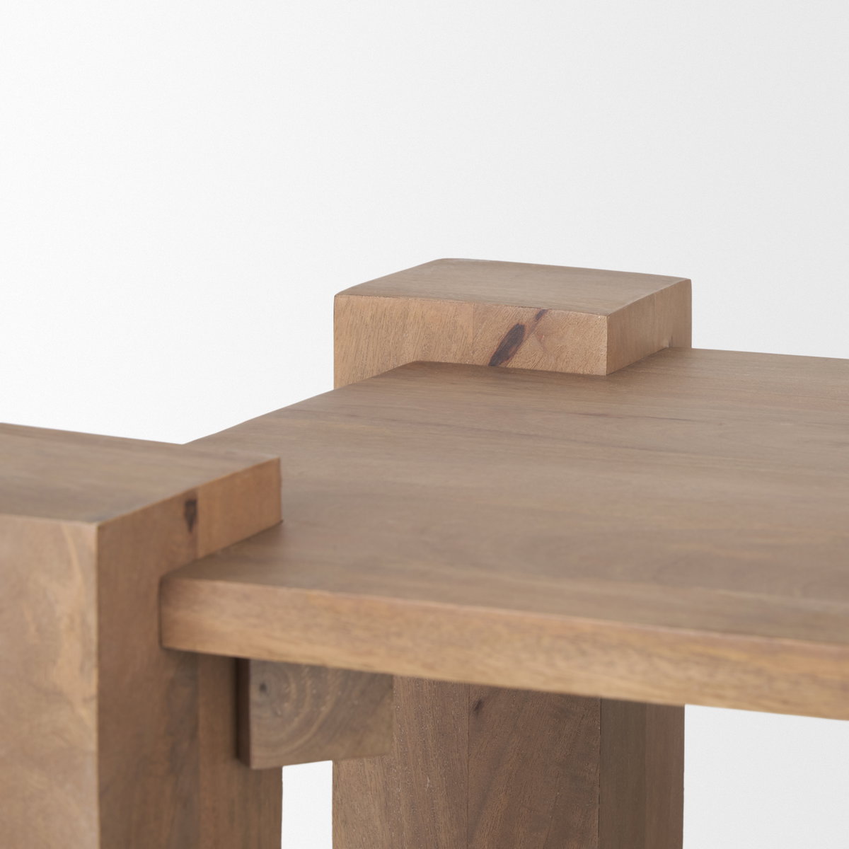 Beth Light Brown Wood Square Accent Table, Side & End Table by Mercana, 23" length x 23" width x 21.75" height View 6
