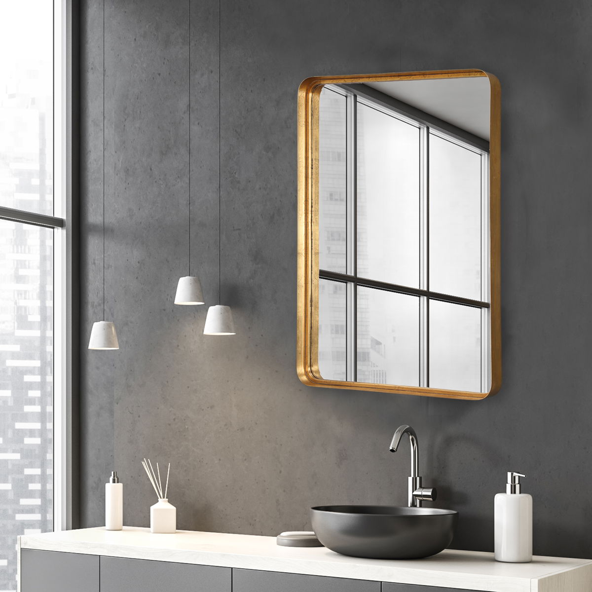 Crofton Gold Large Mirror, by Uttermost, 30" width x 40" height x 3" depth View 2