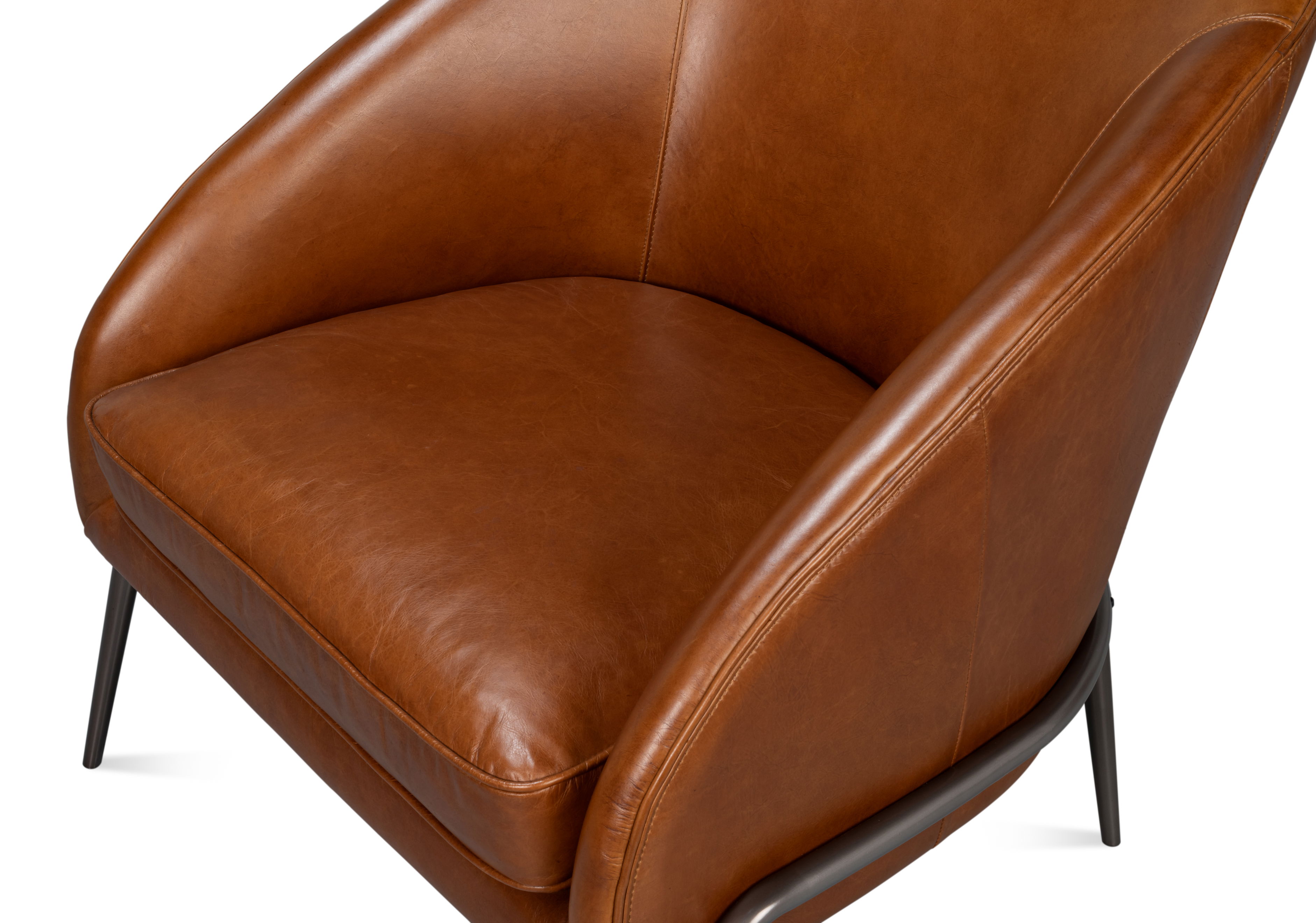 Simmons Leather Chair, Havana Brown, Seating by Sarreid, 32" length x 33" width x 34" height View 12