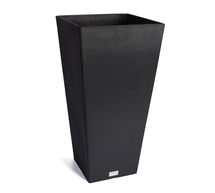 Online Designer Patio Hevea Tapered Cube Tall Planter, Black - 16"W x 30"H