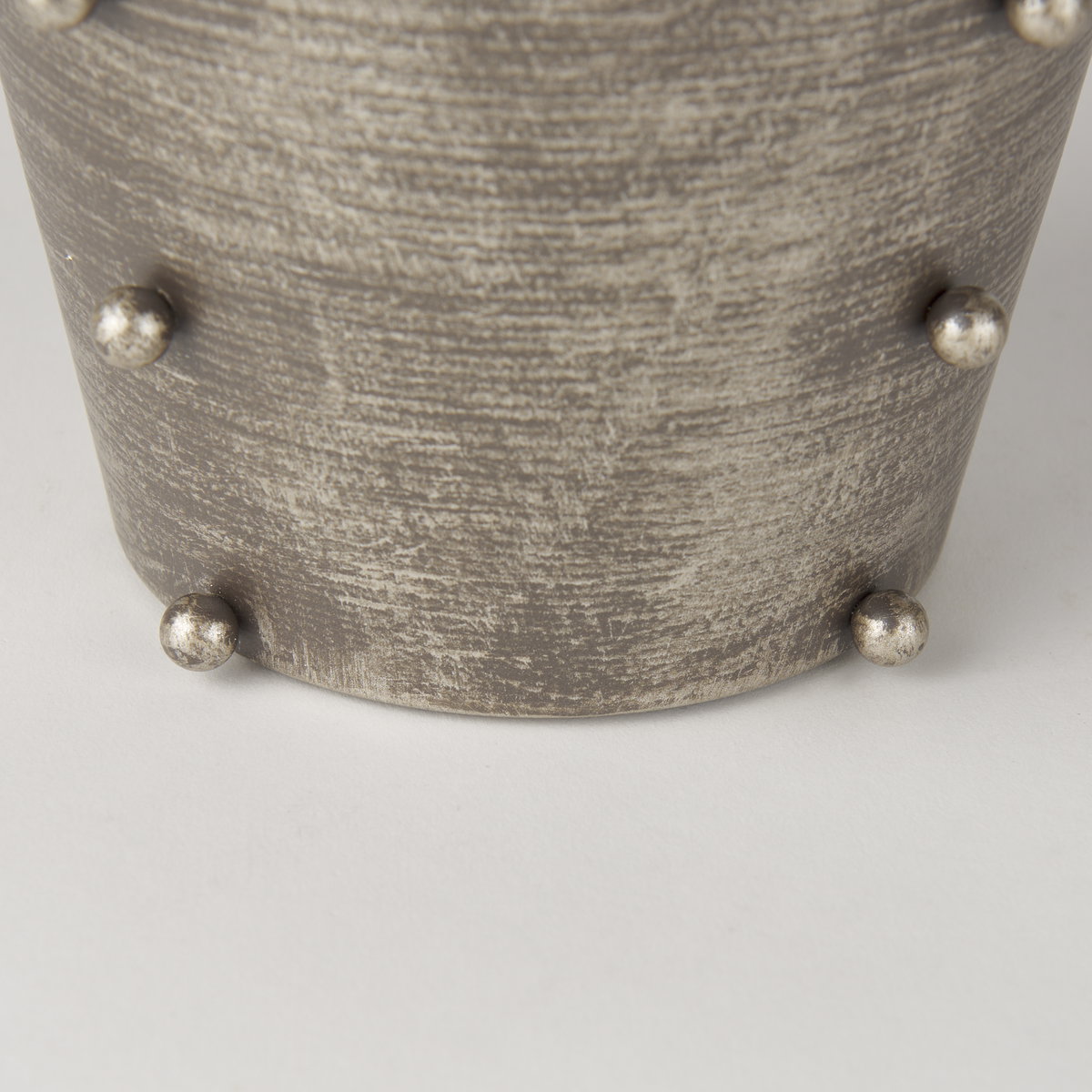 Elio  9.1H Small Champagne Metal with Studs Vase, by Mercana, 7.09" length x 7.09" width x 9.06" height View 9