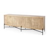 Cairo 78x19 Brown Solid Wood Black Metal Base 4 Door Cabinet Sideboard thumbnail 0