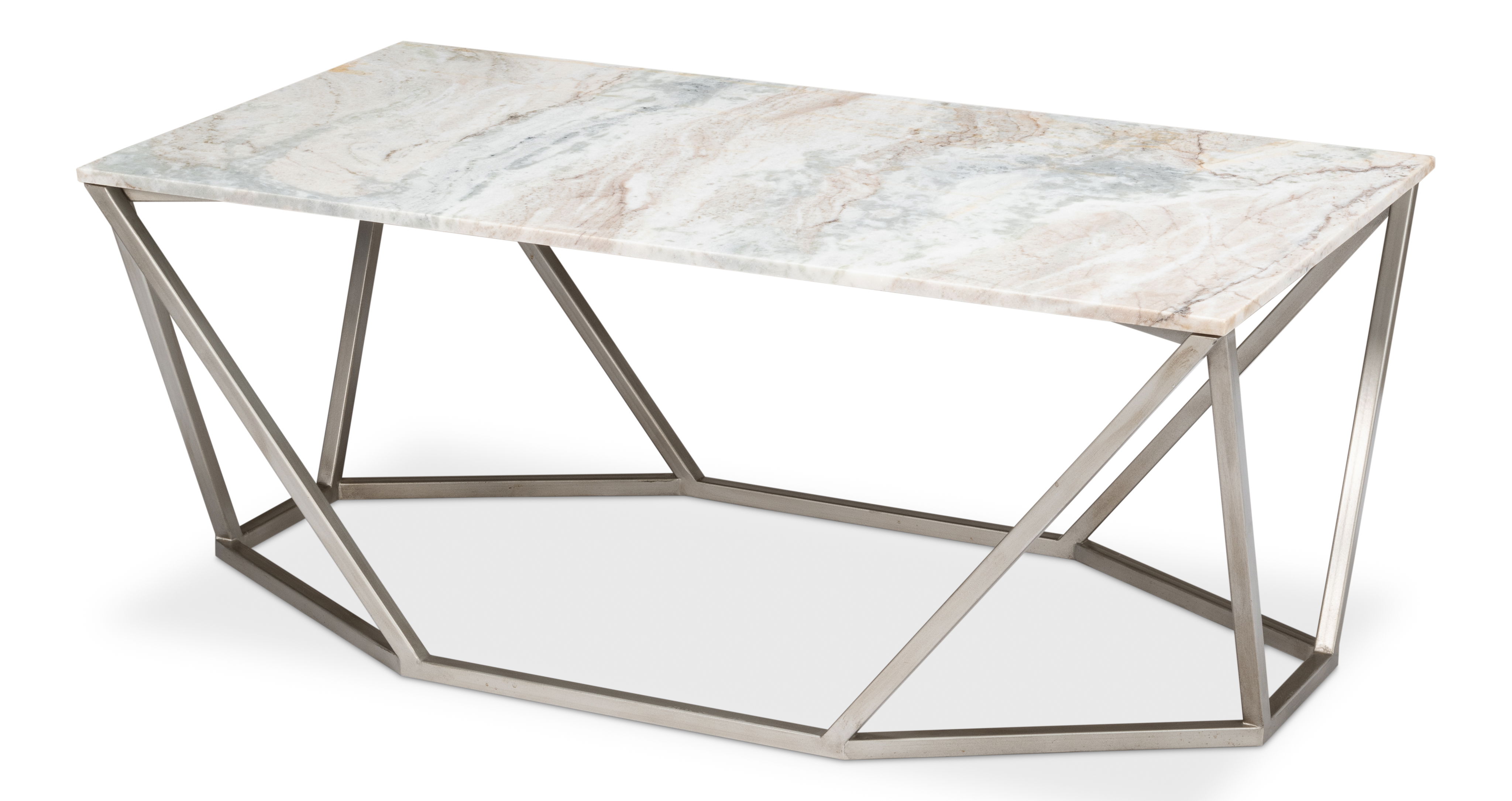 Trapezoid Coffee Table, Marble Top, by Sarreid, 44" length x 23" width x 18" height View 1