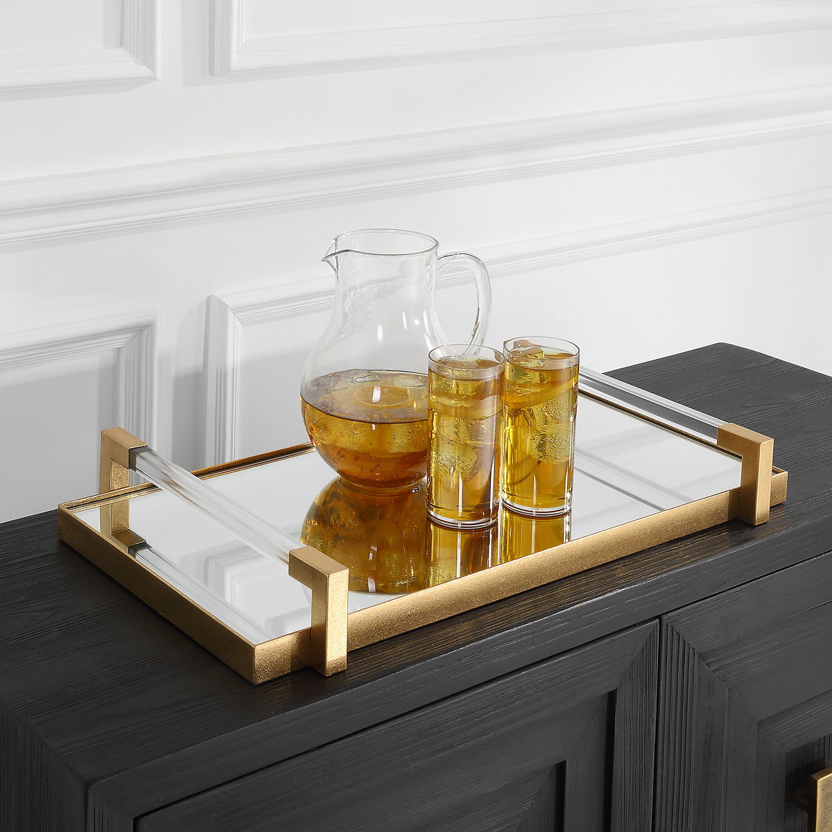 Deki Gold Mirrored Tray, Decorative Tray by Uttermost, 23.75" width x 3.12" height x 13.5" depth View 2