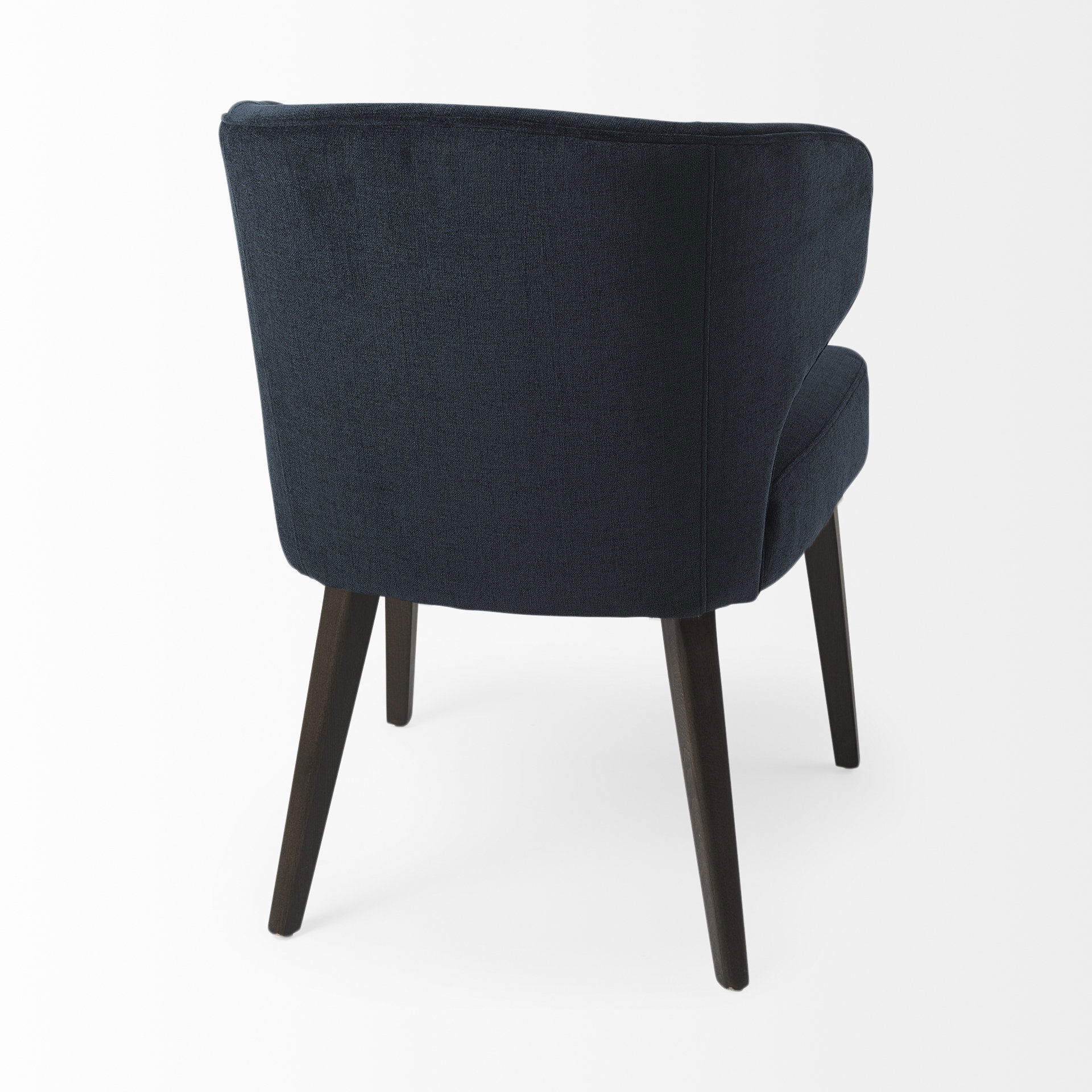 Niles 23.5L x 24.0W x 32.0H Navy Fabric Seat with Dark Brown Wooden Legs Wingback Dining Chair large image 