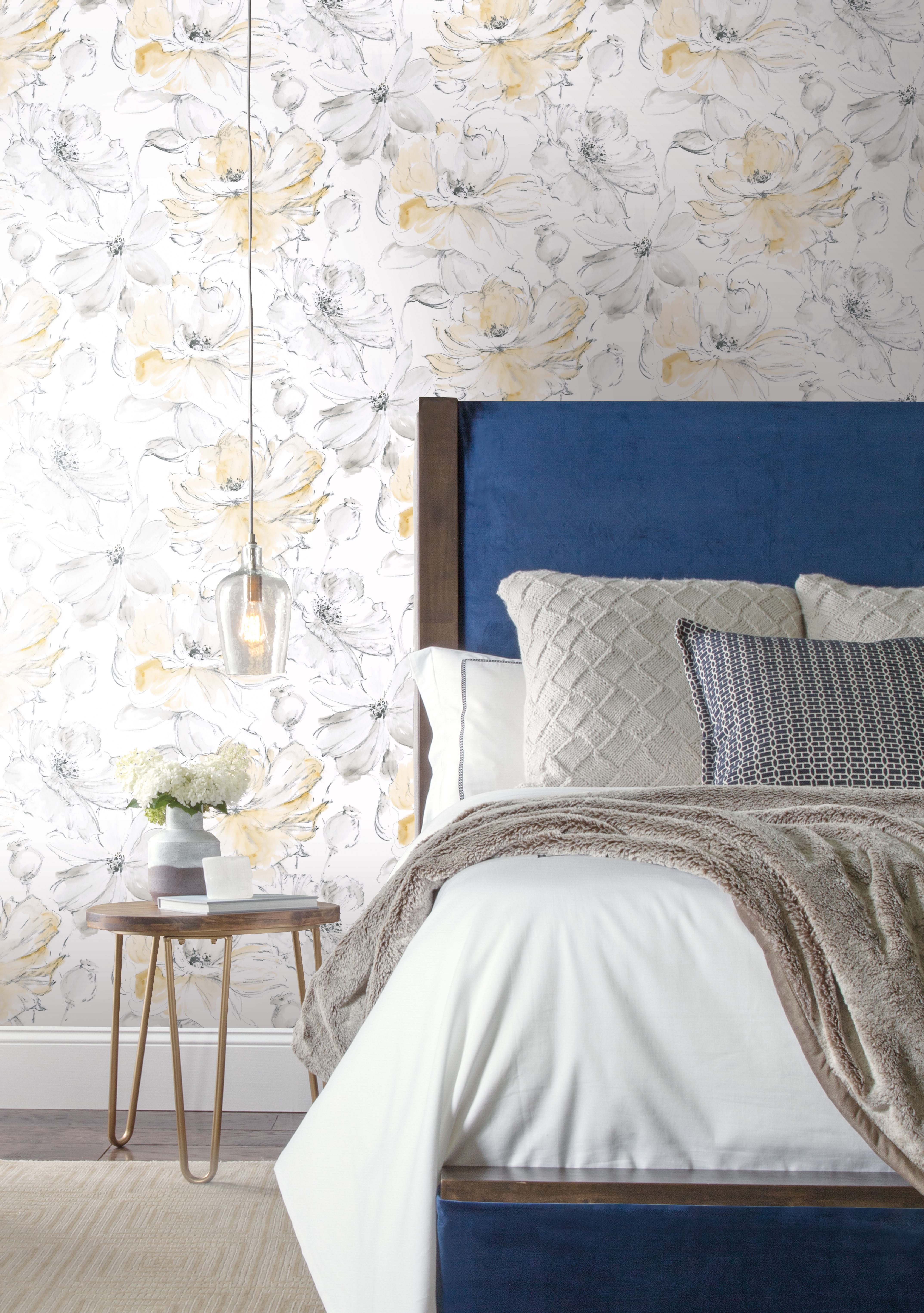 Floral Dreams Yellow Wallpaper large image 