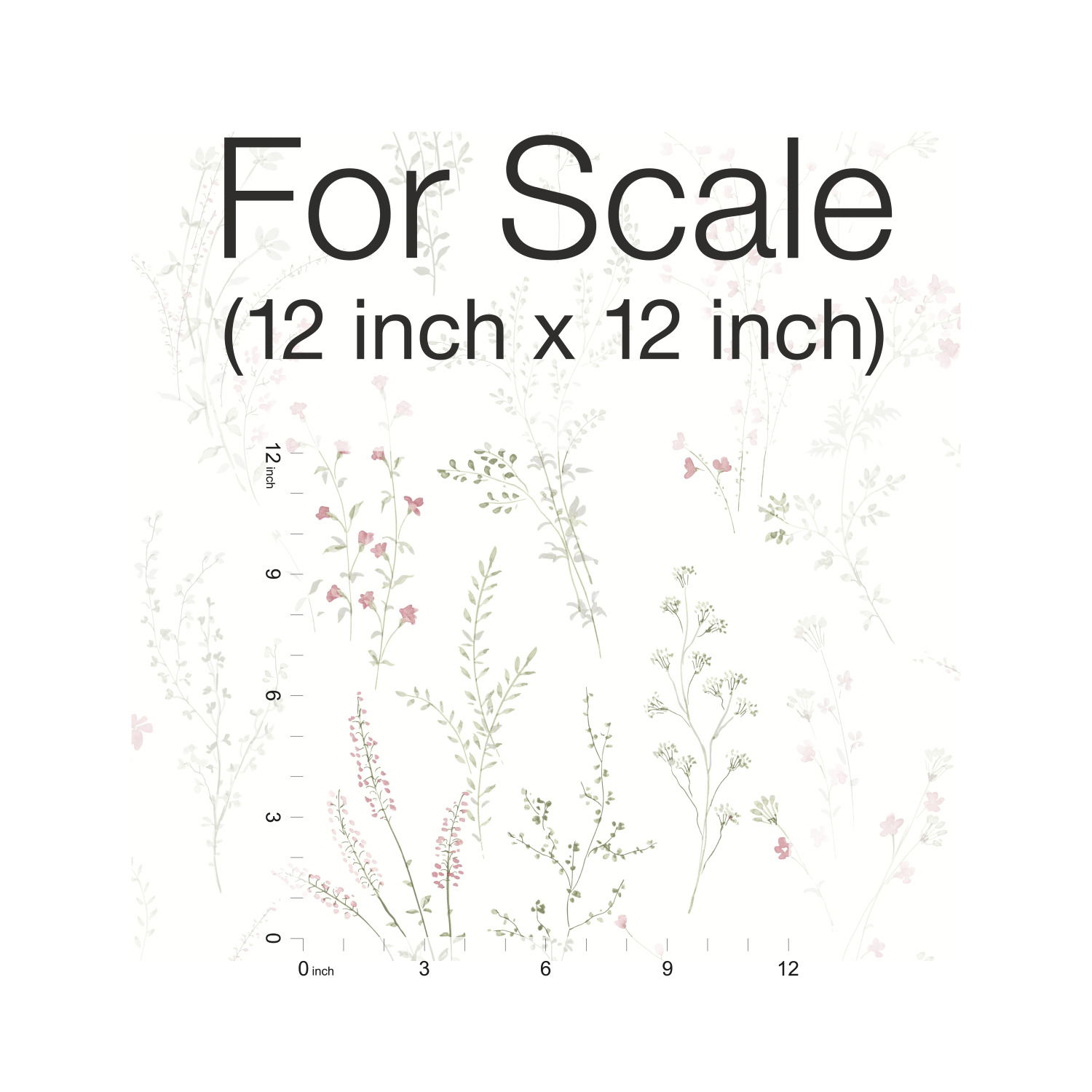 Wildflower Sprigs Pink & Green Wallpaper large image 