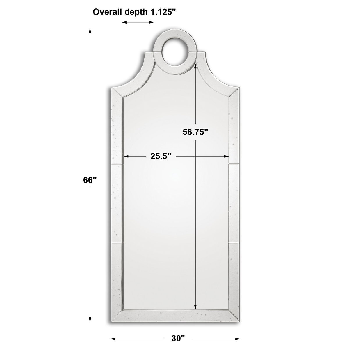 Acacius Arched Mirror, by Uttermost, 30" width x 66" height x 1.12" depth View 3