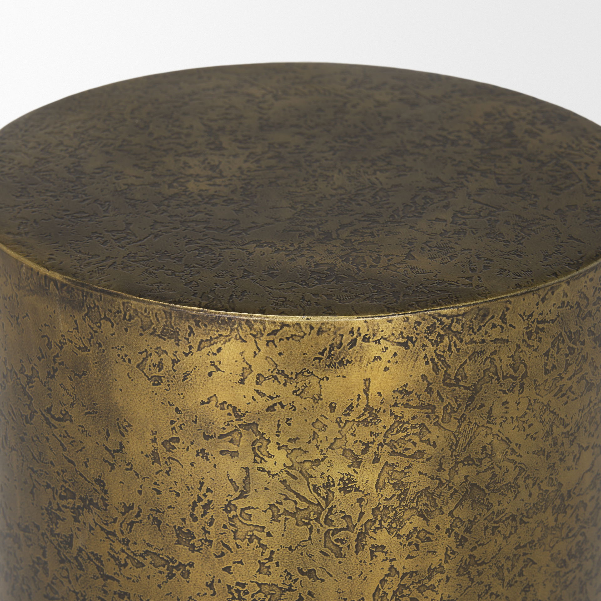 Rosh Textured Gold Metal with Acid Wash  Accent Table, Side & End Table by Mercana, 12" length x 12" width x 18" height View 7