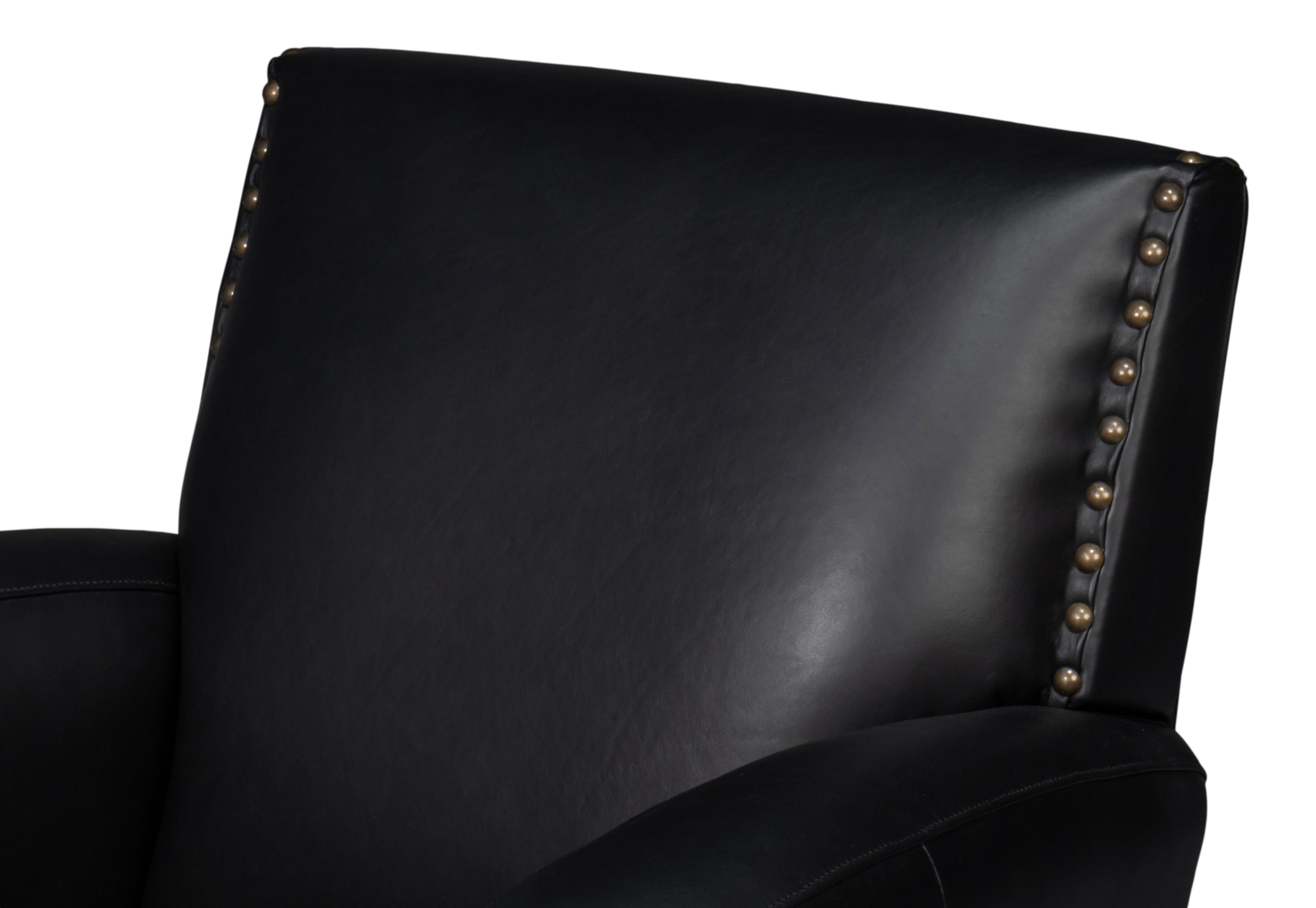 Taft Leather Swivel Chair, Onyx Black, Seating by Sarreid, 32" length x 30" width x 33" height View 4