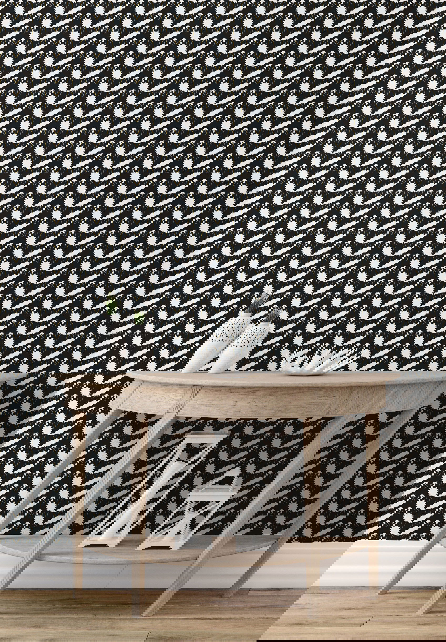 Elegant Birds Black & Gold Metallic Peel & Stick Wallpaper large image 