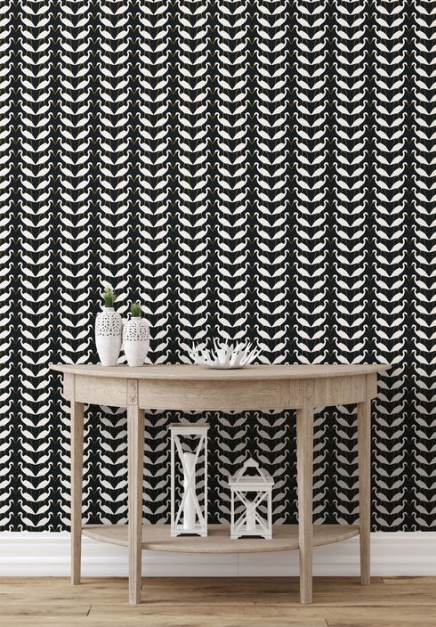 Elegant Birds Black & Gold Metallic Peel & Stick Wallpaper