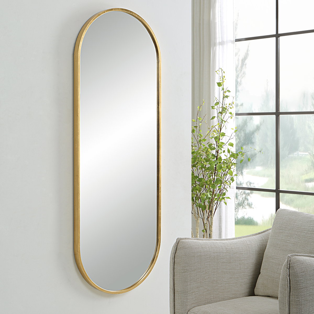 Varina Tall Gold Mirror, by Uttermost, 22" width x 60" height x 1.5" depth View 2