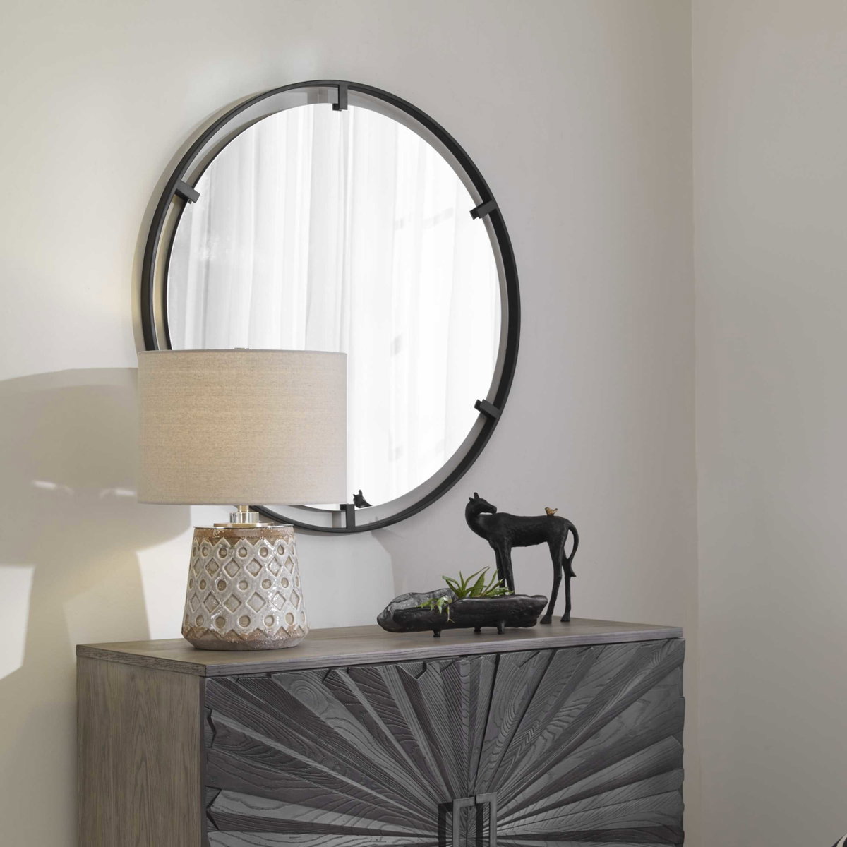Cashel Round Iron Mirror, by Uttermost, 34" width x 34" height x 1.25" depth View 4