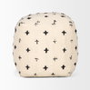 Saanvi Wool with Cream and Black Stitched Cross Patterned Pouf, Ottoman by Mercana, 16" length x 16" width x 16" height thumbnail 5