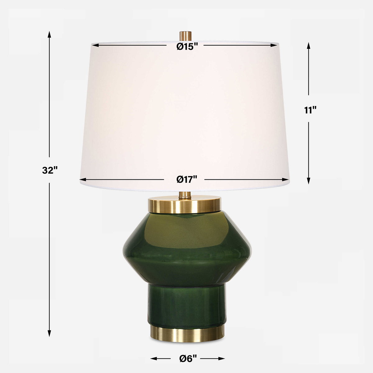 Tayson Jade Green Table Lamp, by Uttermost, 1'5" width x 2'8" height x 1'5" depth View 3