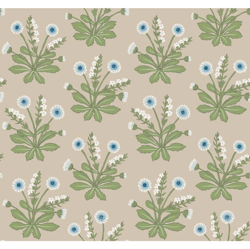 Meadow Flowers Linen & Blue Wallpaper