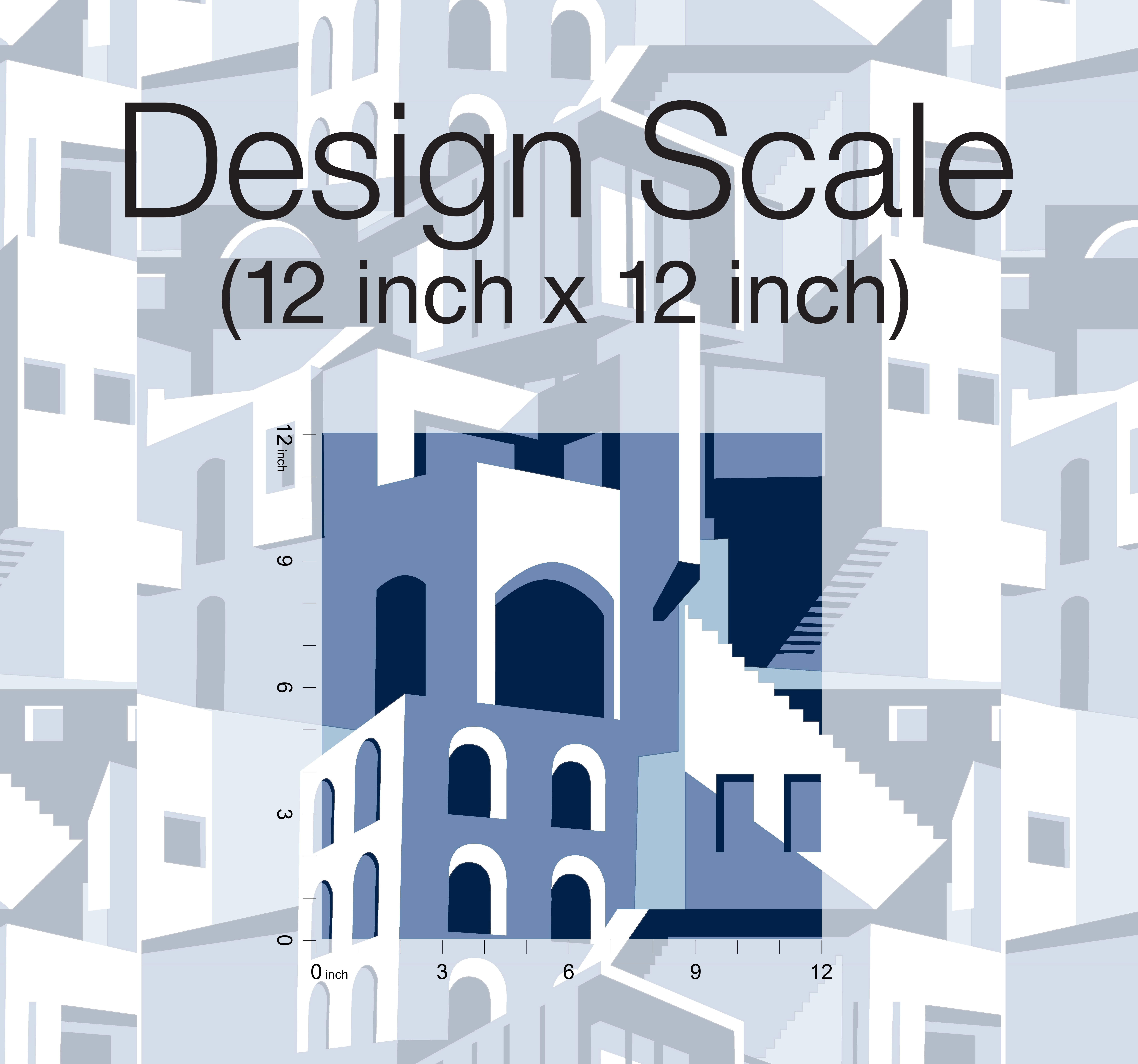 Arch Architectural Blue Peel & Stick Wallpaper large image 