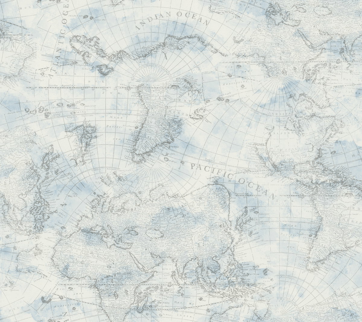 Coastal Map Blue & Grey Peel & Stick Wallpaper, by York Wall, 20' length x 2'3" width x 0.02" depth View 1