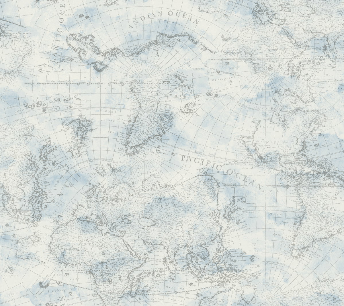 Coastal Map Blue & Grey Peel & Stick Wallpaper, by York Wall, 20' length x 2'3" width x 0.02" depth