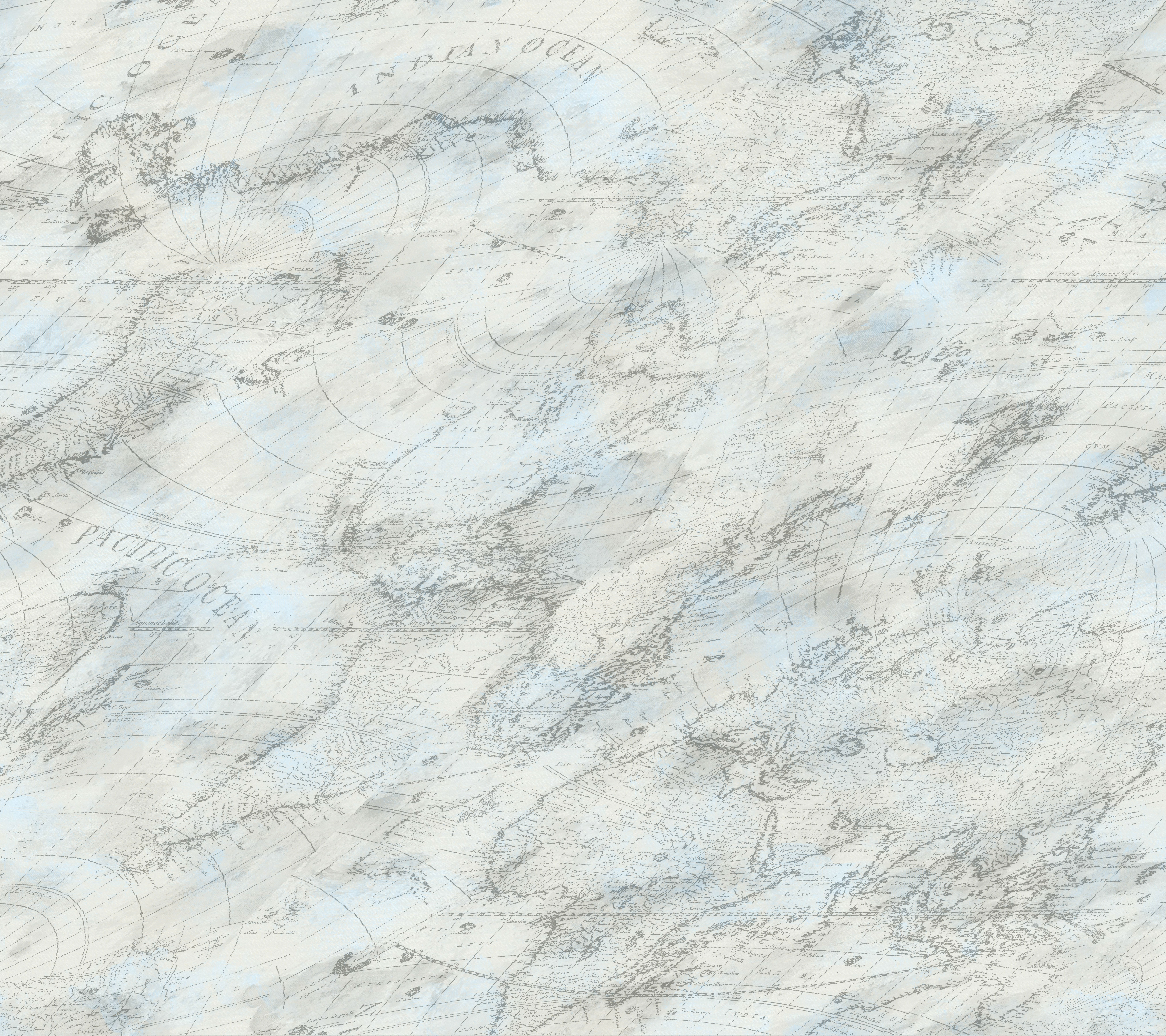 Coastal Map Blue & Grey Peel & Stick Wallpaper large image 