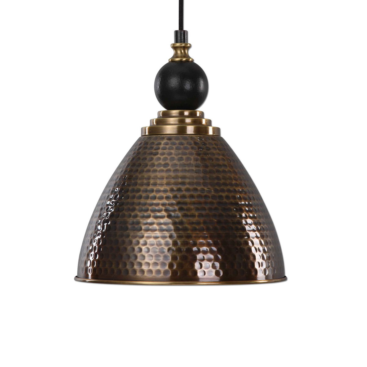 Adastra 1 Light Antique Brass Pendant, by Uttermost, 14" height x 11.75" diameter View 1