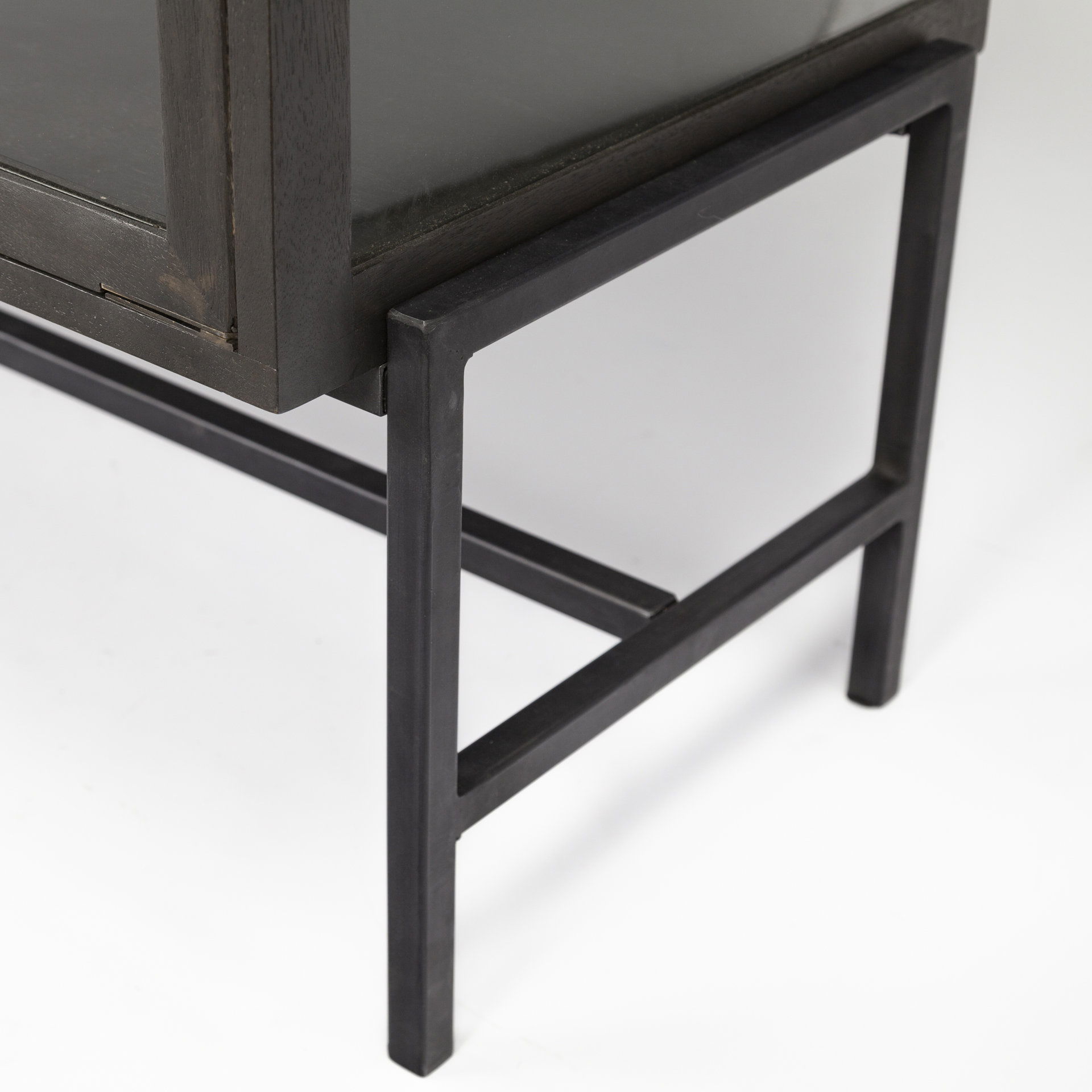 Arelius 70L x 18.75W x 32H Black-Brown Wood, Black Metal Base with 4 Glass Cabinet Doors Sideboard, Sideboards & Buffet by Mercana, 70" length x 18.75" width x 32" height View 10