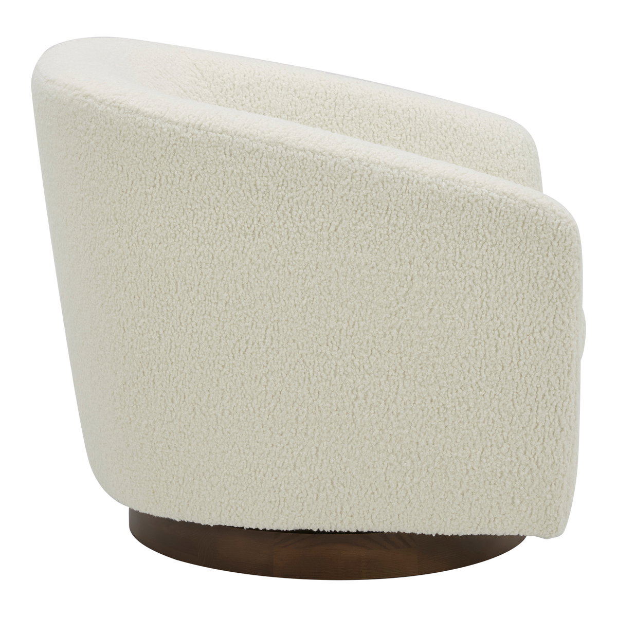 Oscy Swivel Chair Faux Shearling White, Accent Chair by Moe's Home, 31" width x 28" height x 31" depth View 3