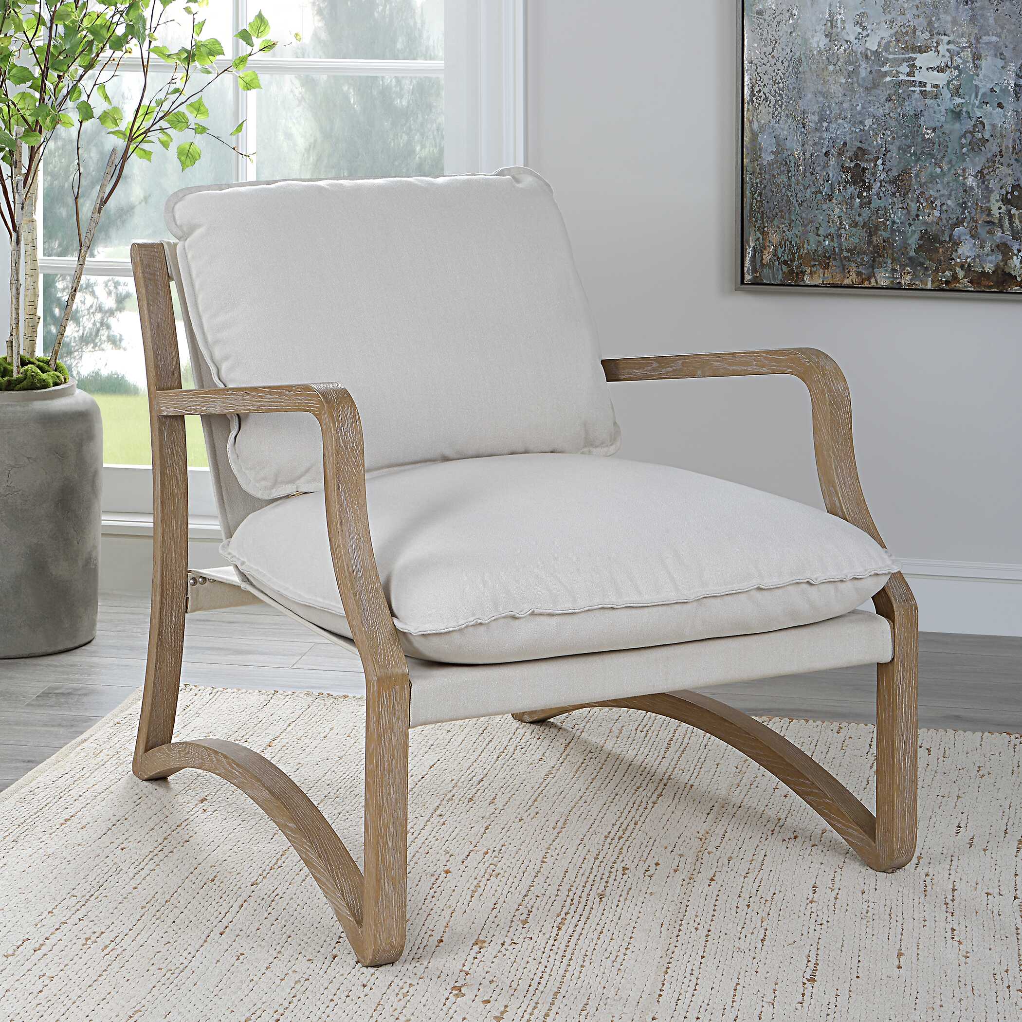 Melora Solid Oak Accent Chair large image 