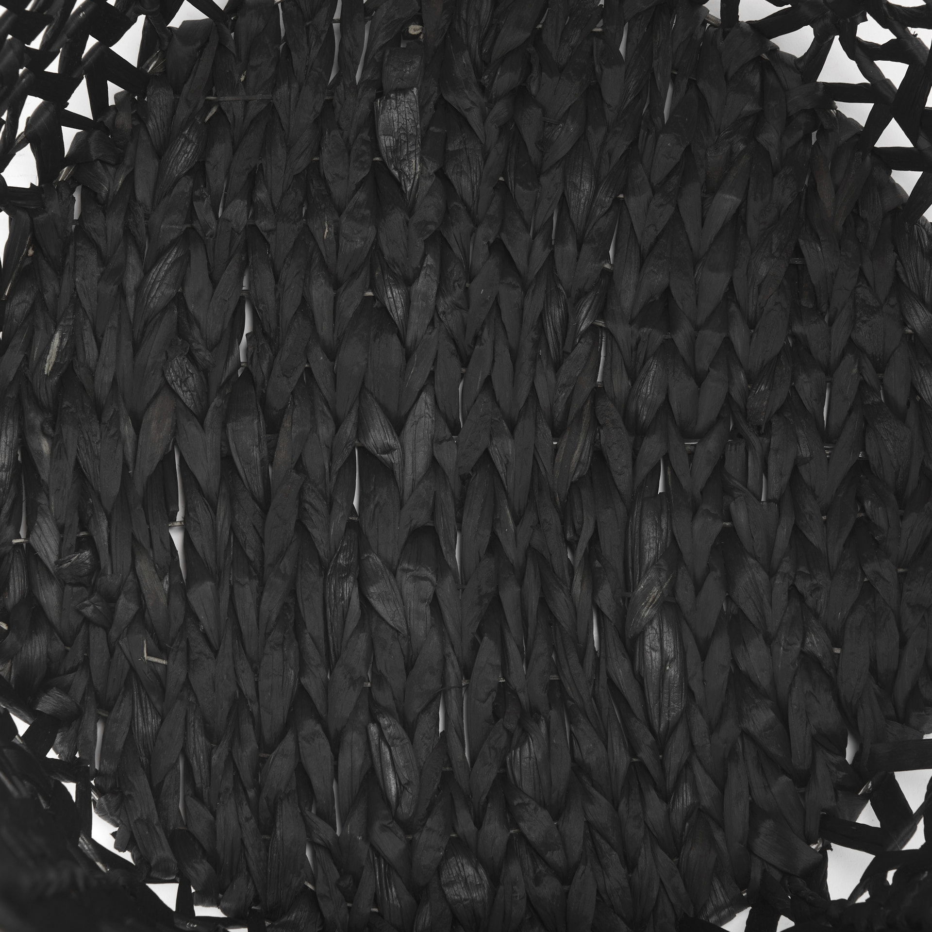 Lola 19.7L x 19.7W x 23.6 Set of 3 Black Water Hyacinth Zig Zag Weave Round Basket with Handles large image 