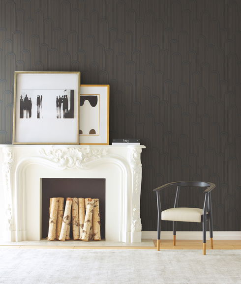 Speakeasy Black Metallic Wallpaper