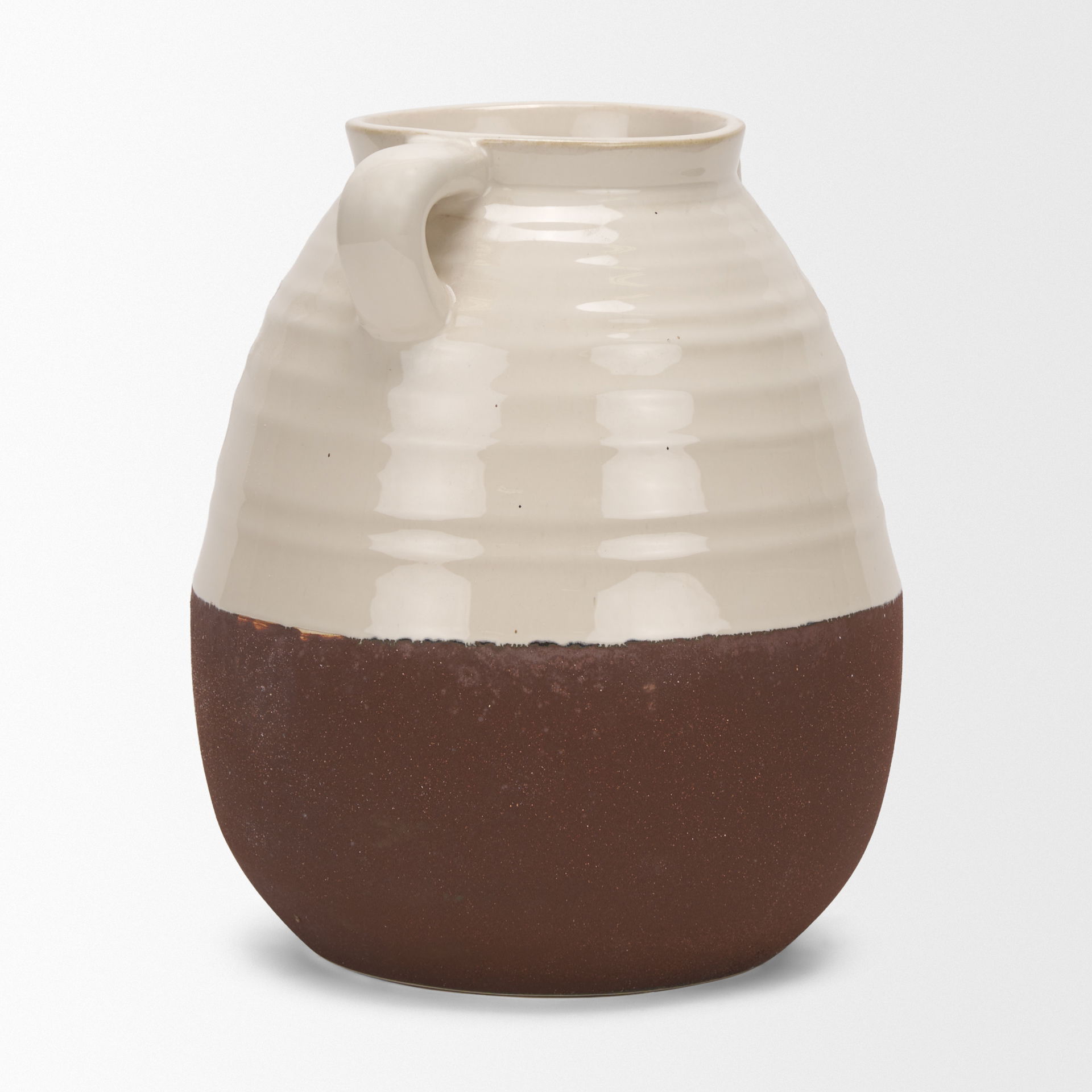 Tryna Large Beige with Matte Brown Ceramic Vase large image 