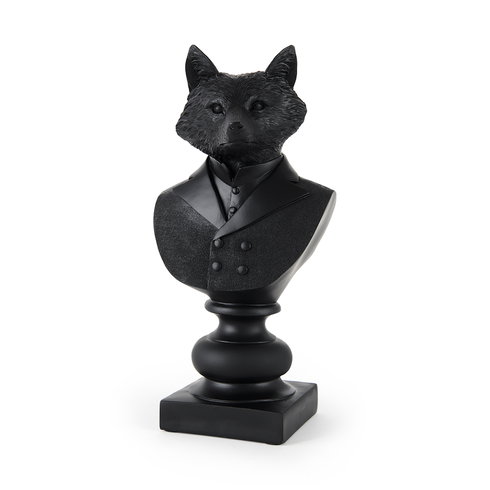 Murray 13H Black Painted Resin Fox in a Suit Bust
