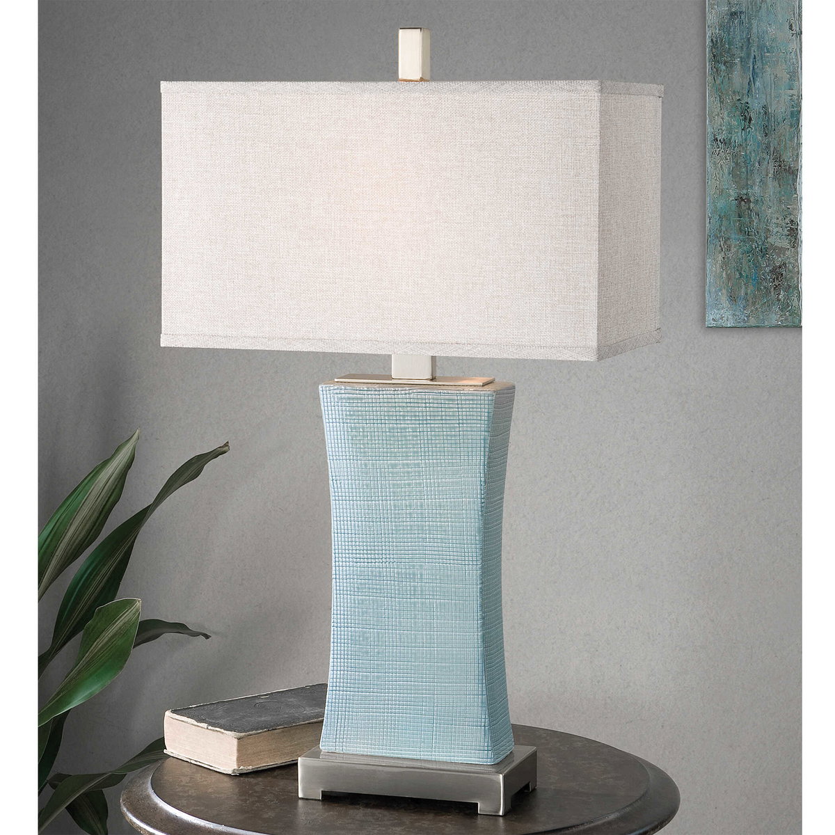 Cantarana Blue Gray Table Lamp, by Uttermost, 1'5" width x 2'5" height x 9" depth View 2